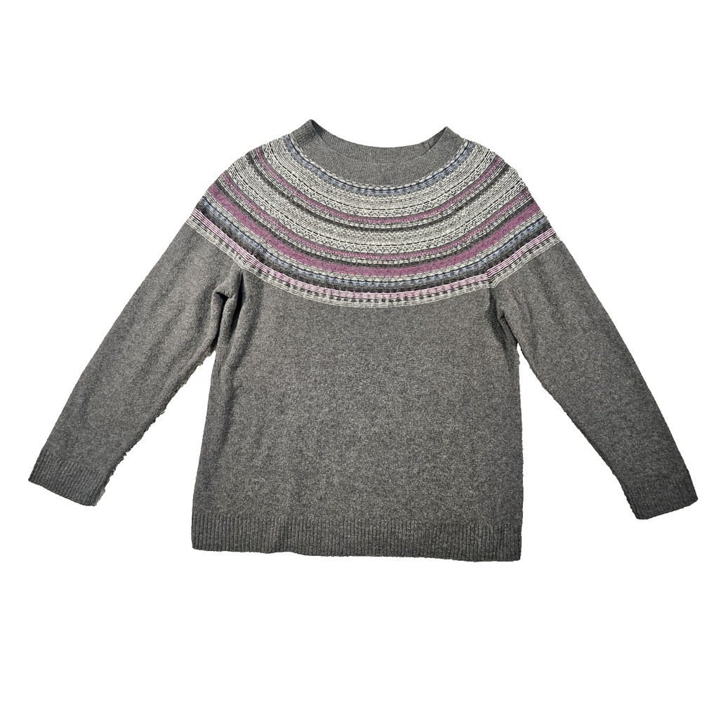 J Jill Fair Isle Sweater Womens XS Petite Cotton Blend‎ Nordic Scandi Apres Ski